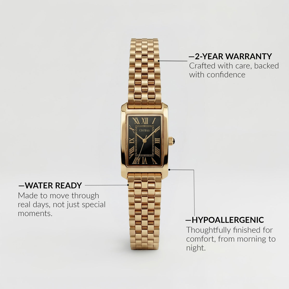 Roselle Watch - Gold Noir