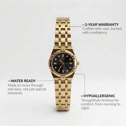 Elara Watch - Gold Noir
