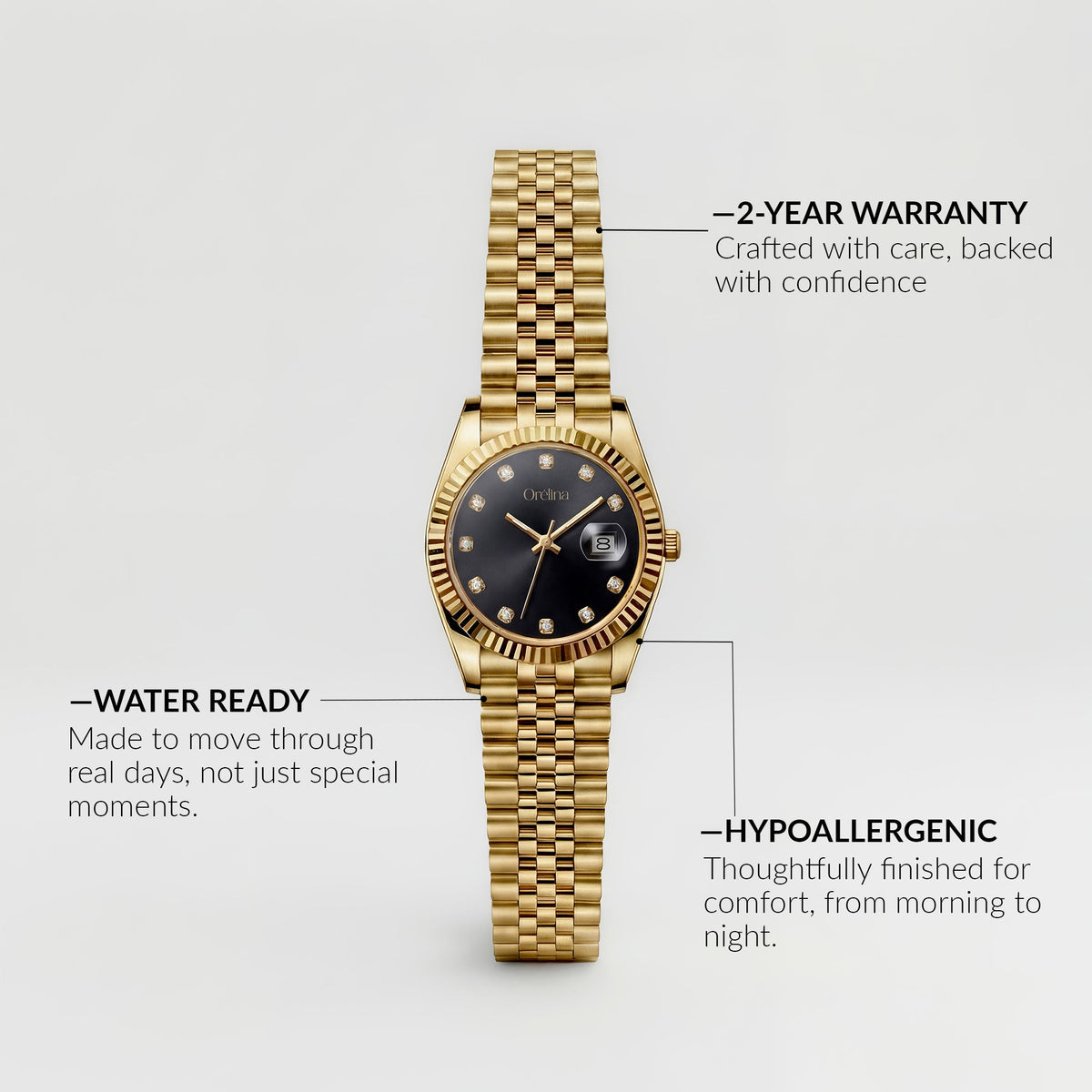 Luna Watch - Gold Noir