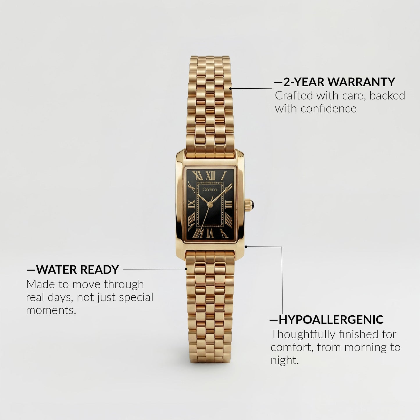 Roselle Watch - Gold Noir